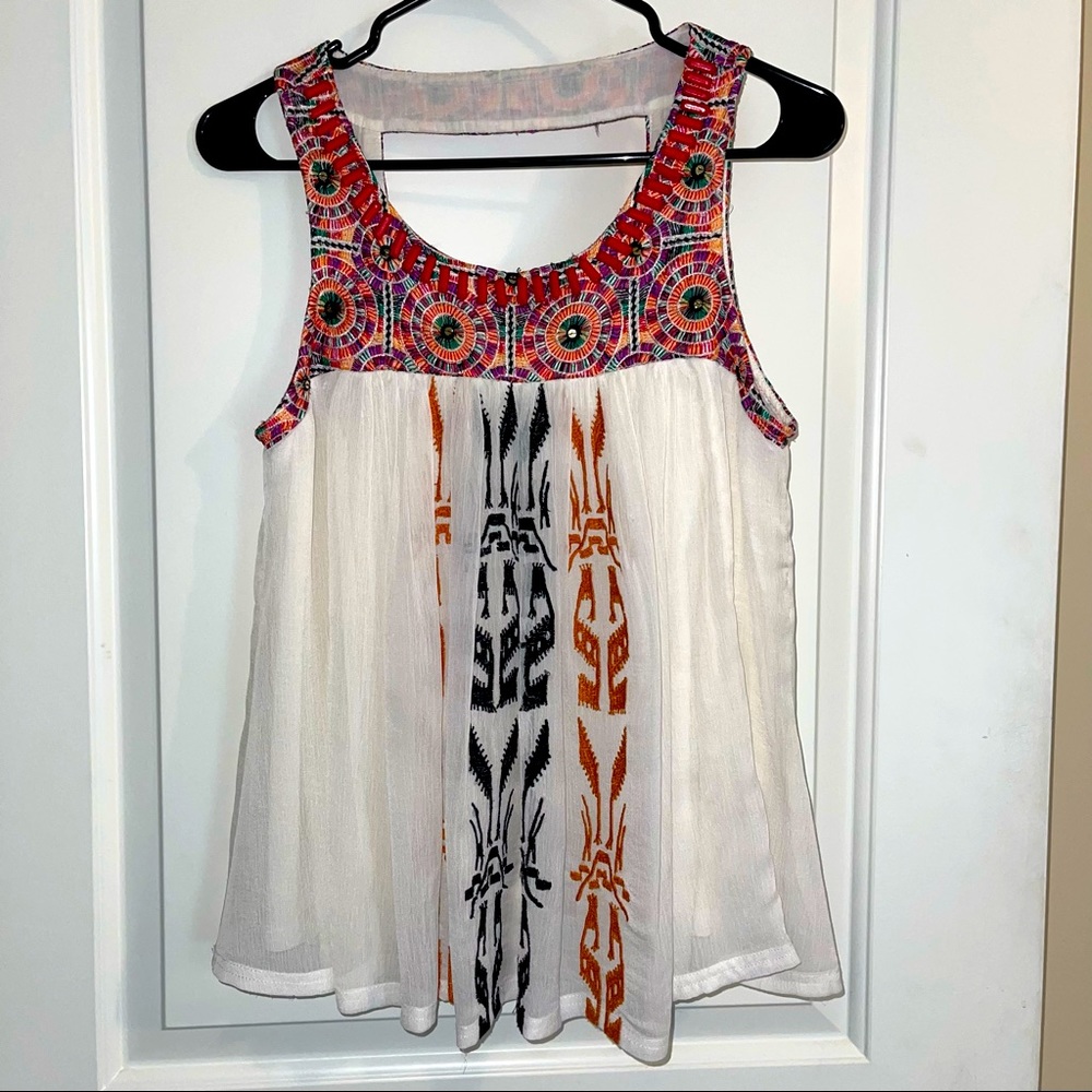 Anthropologie | Akemi + Kin Embroidered Tank Top